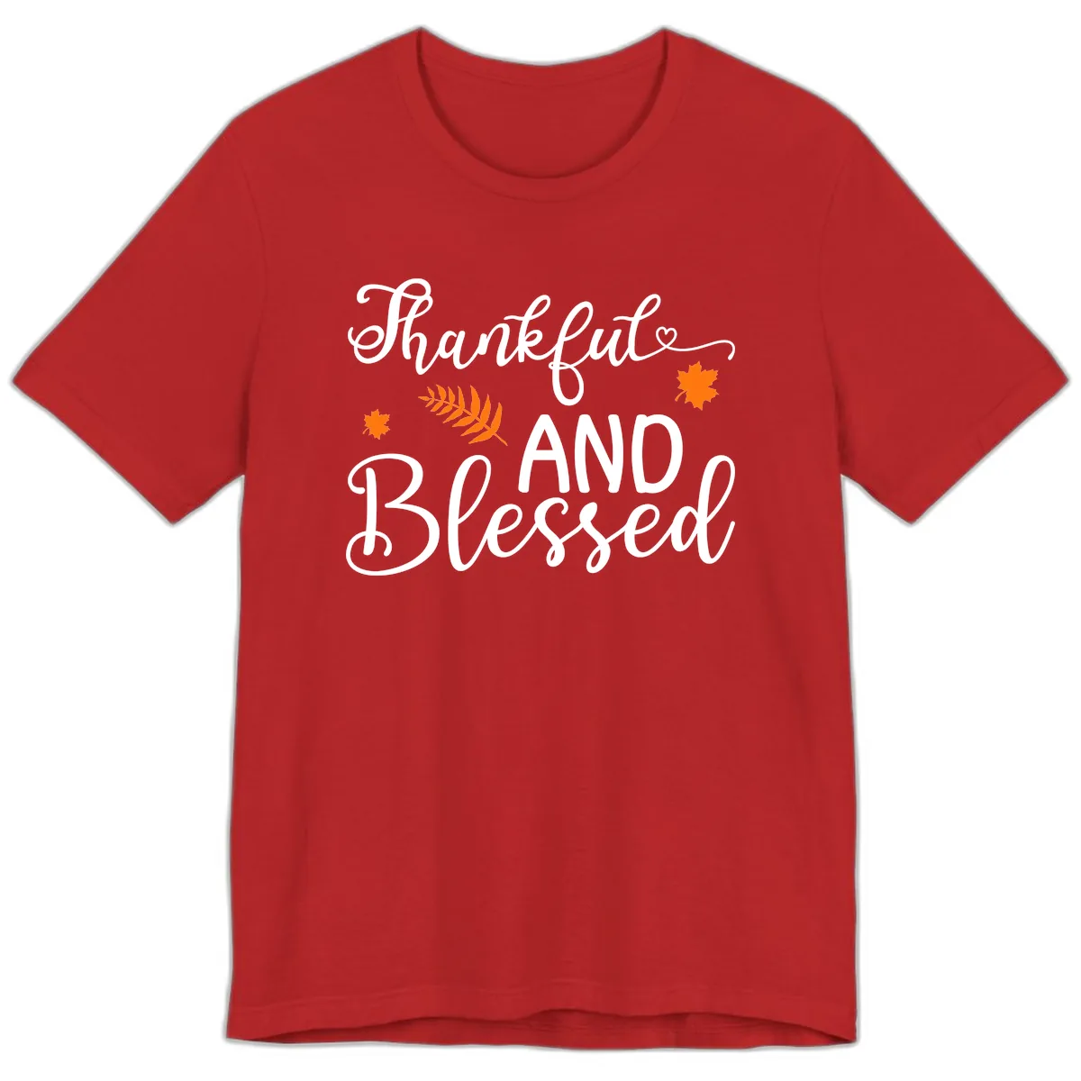 Thankful And Blessed Fall Leaves Premium T-Shirt in Red