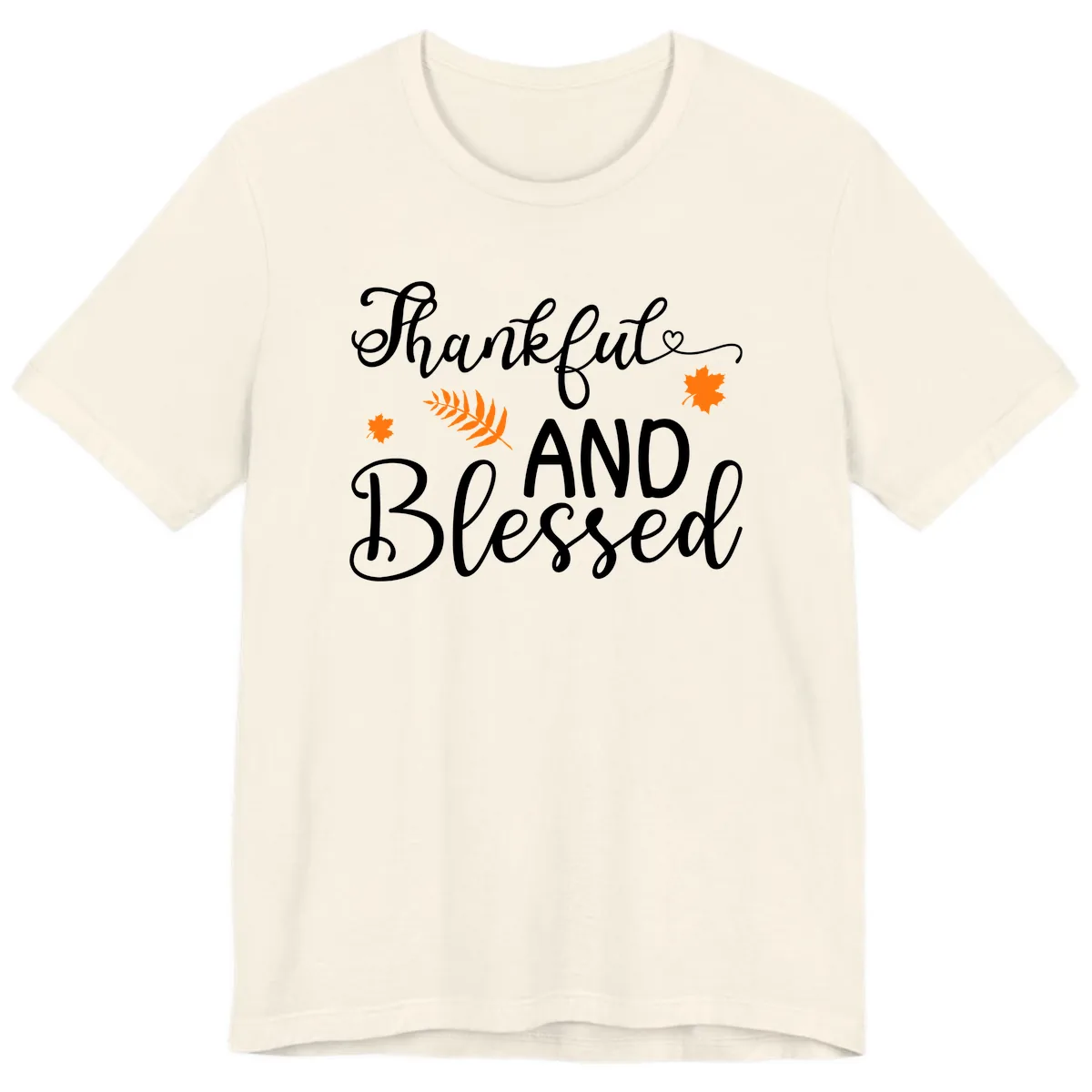 Thankful And Blessed Fall Leaves Premium T-Shirt in Natural