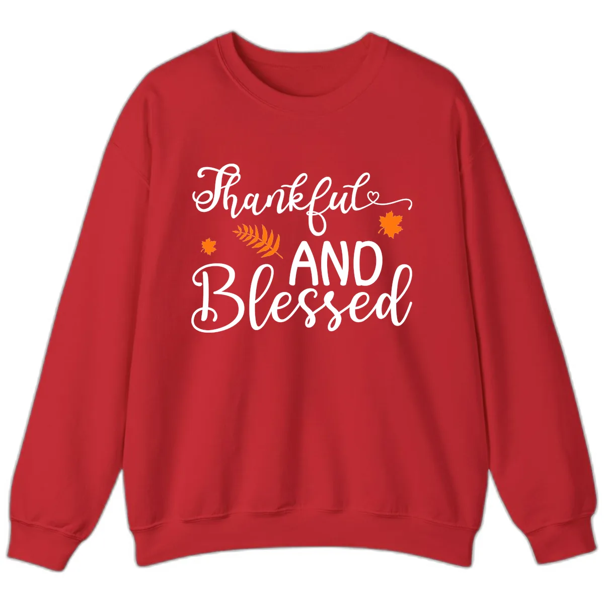 Thankful And Blessed Fall Leaves Sweatshirt in Red