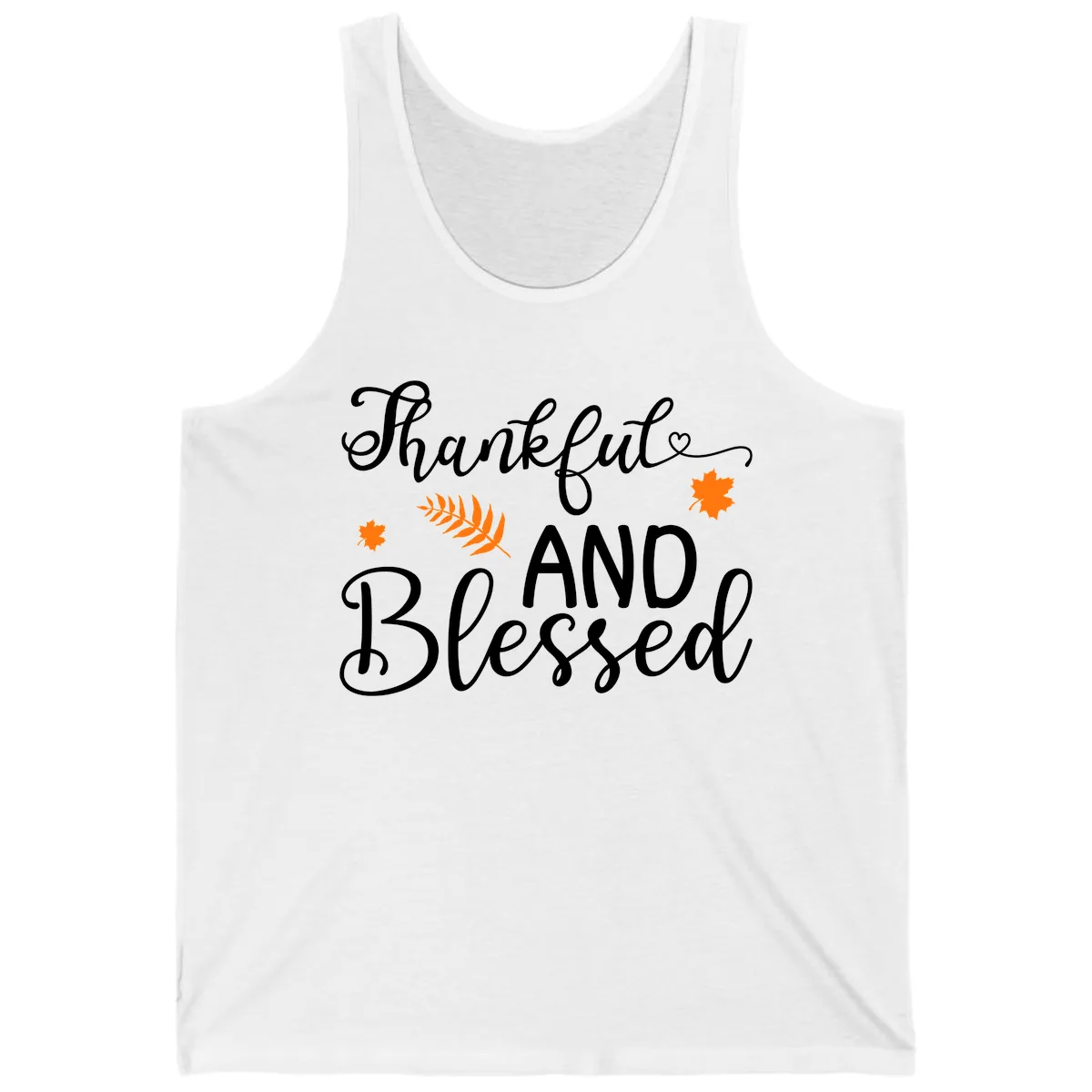 Thankful And Blessed Fall Leaves Tank in White