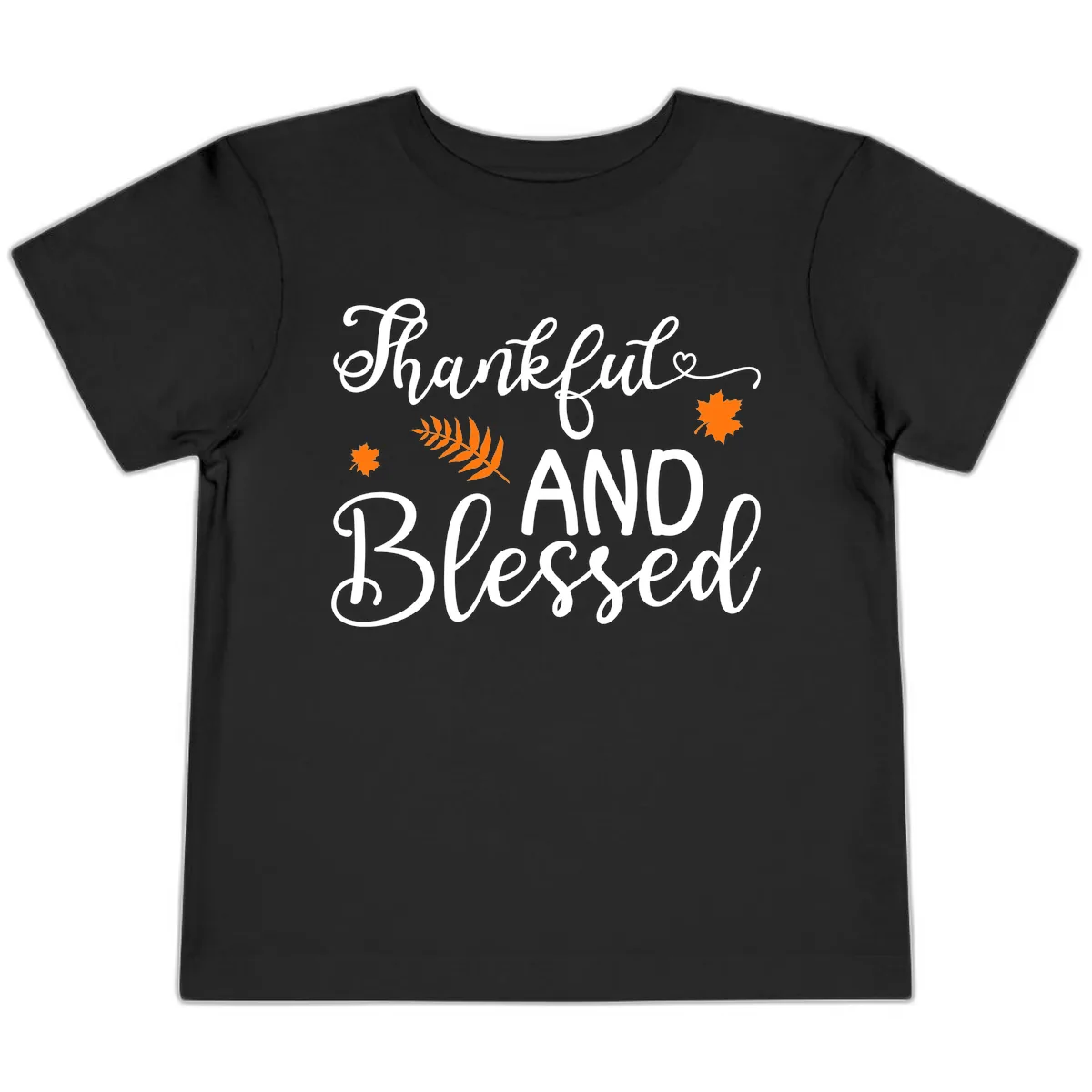 Thankful And Blessed Fall Leaves Toddler T-Shirt in Black