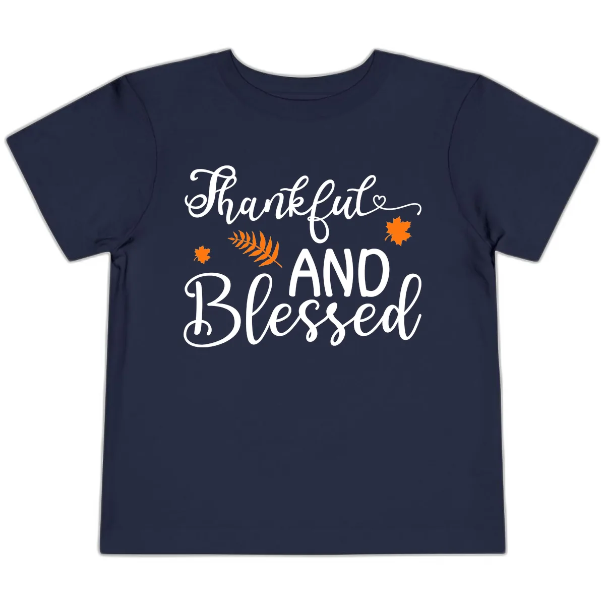 Thankful And Blessed Fall Leaves Toddler T-Shirt in Navy