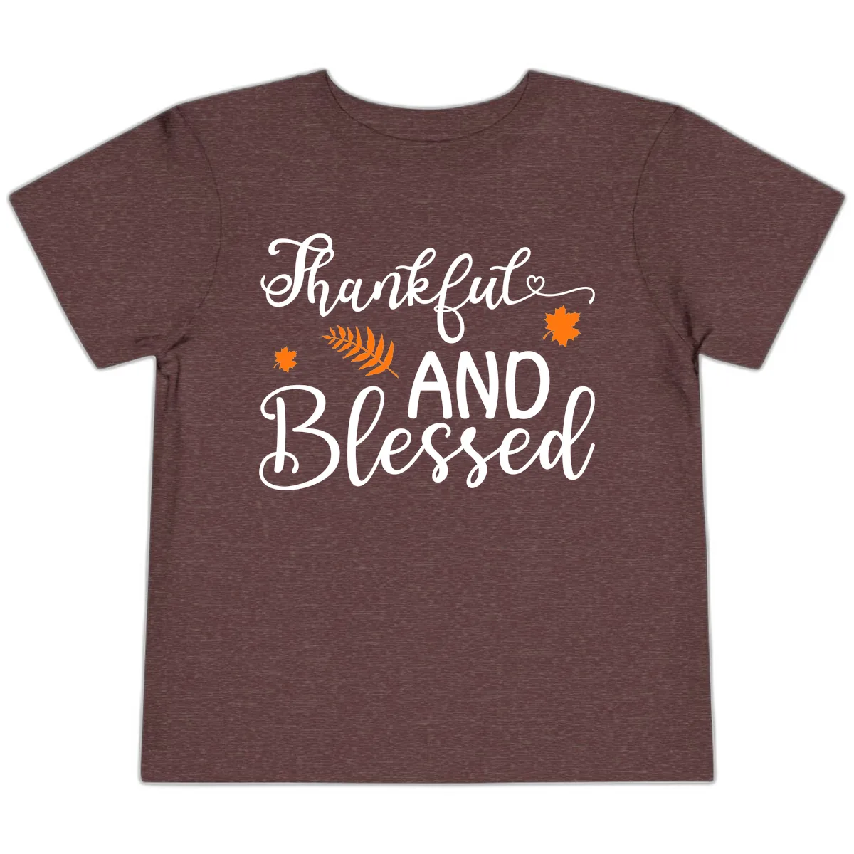 Thankful And Blessed Fall Leaves Toddler T-Shirt in Heather Maroon