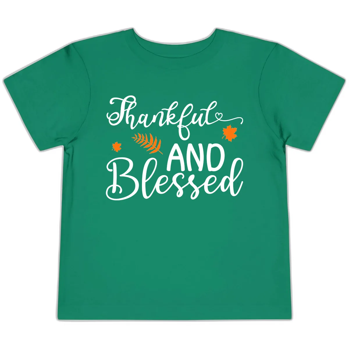 Thankful And Blessed Fall Leaves Toddler T-Shirt in Kelly