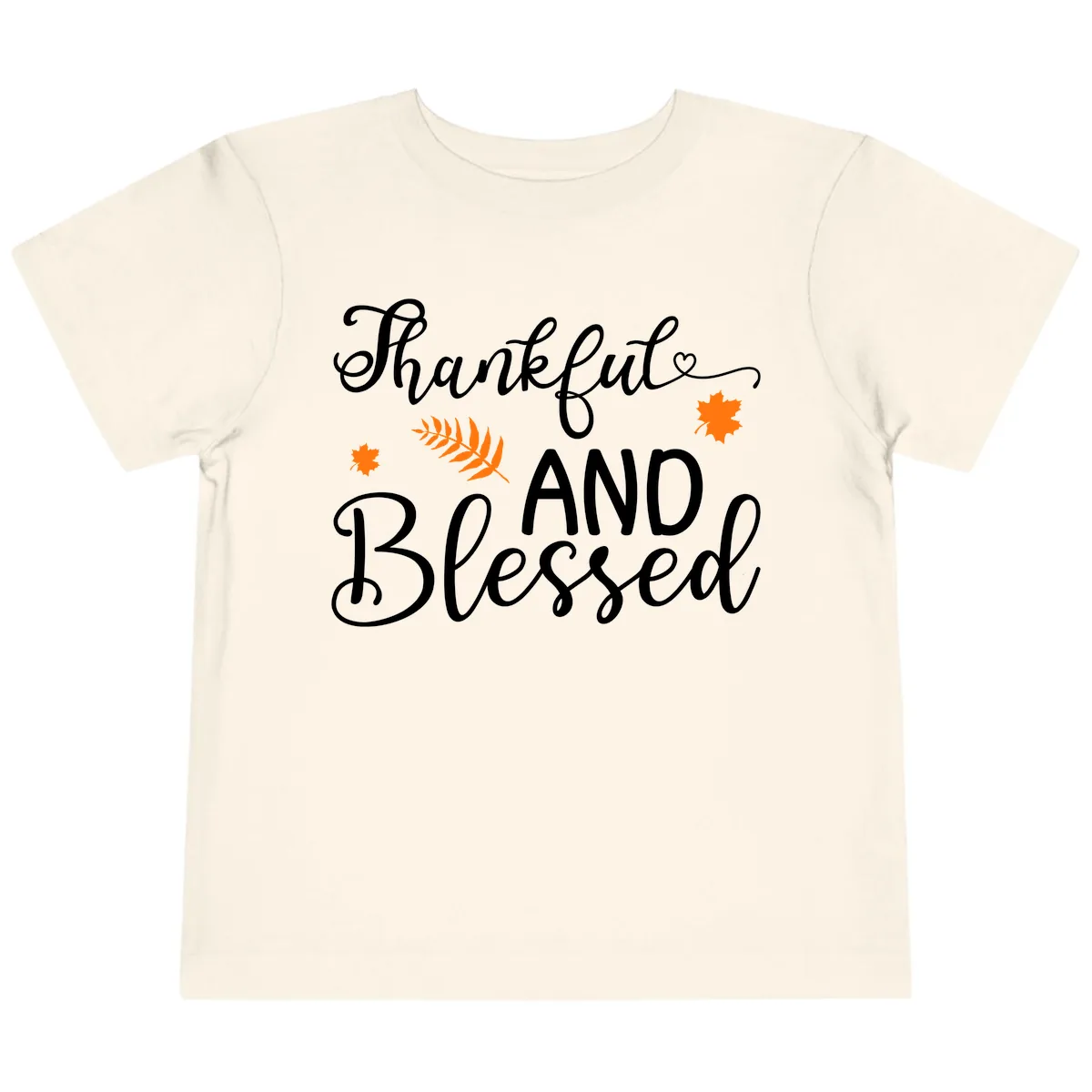 Thankful And Blessed Fall Leaves Toddler T-Shirt in Natural