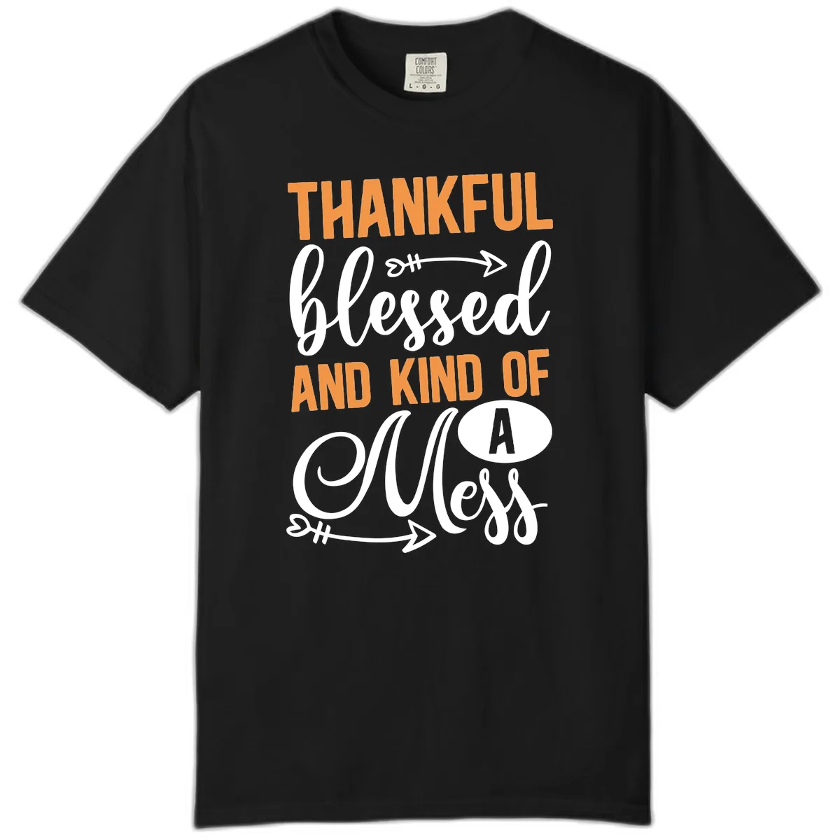 Thankful Blessed And Kind Of A Mess Comfort Color in Black
