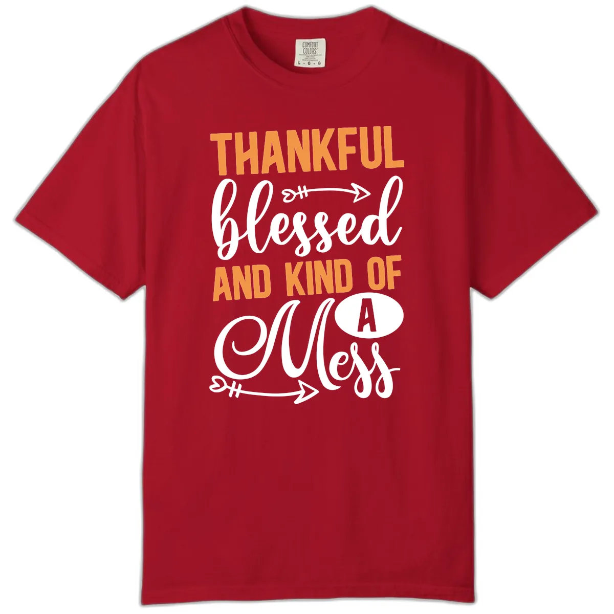 Thankful Blessed And Kind Of A Mess Comfort Color in Red