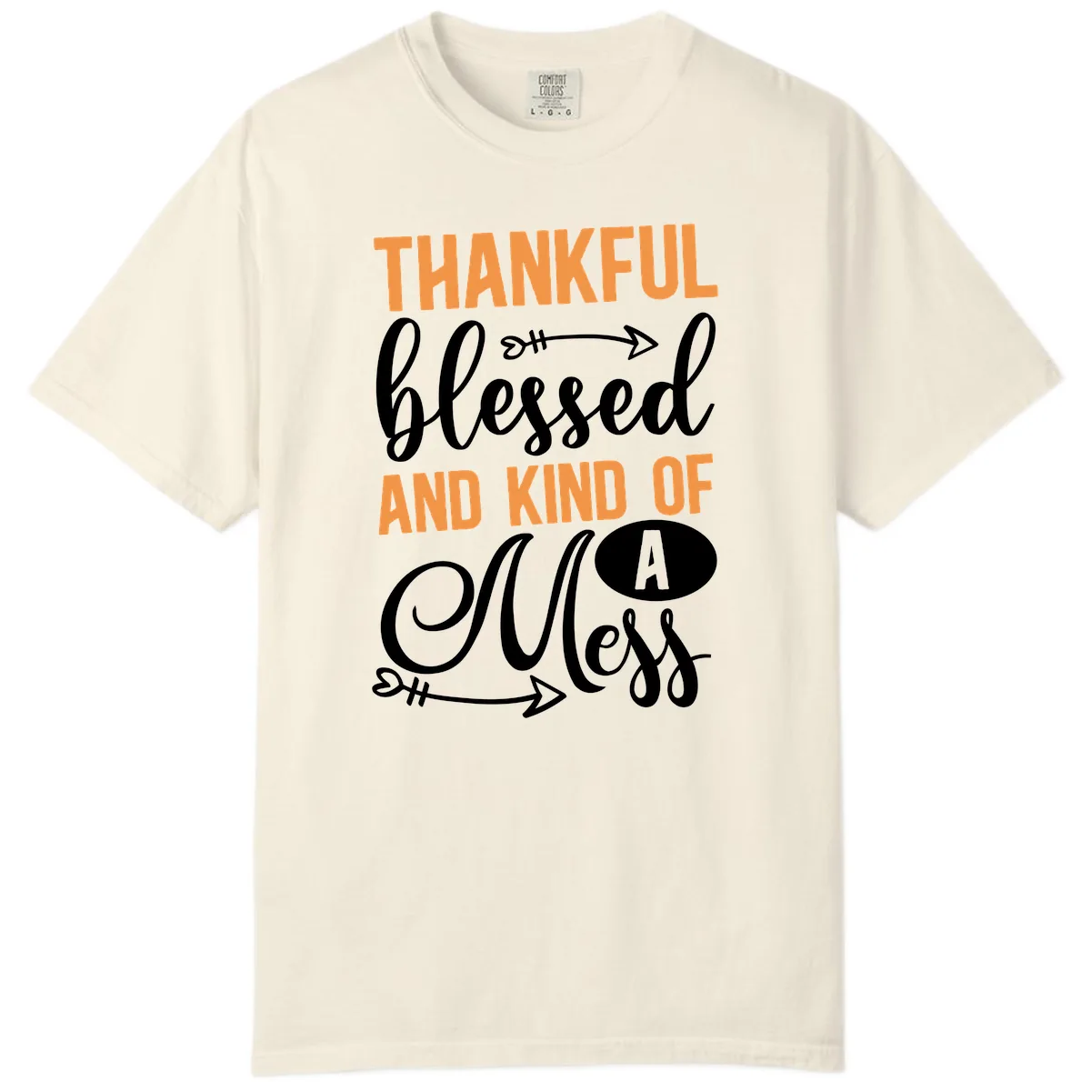 Thankful Blessed And Kind Of A Mess Comfort Color in Ivory