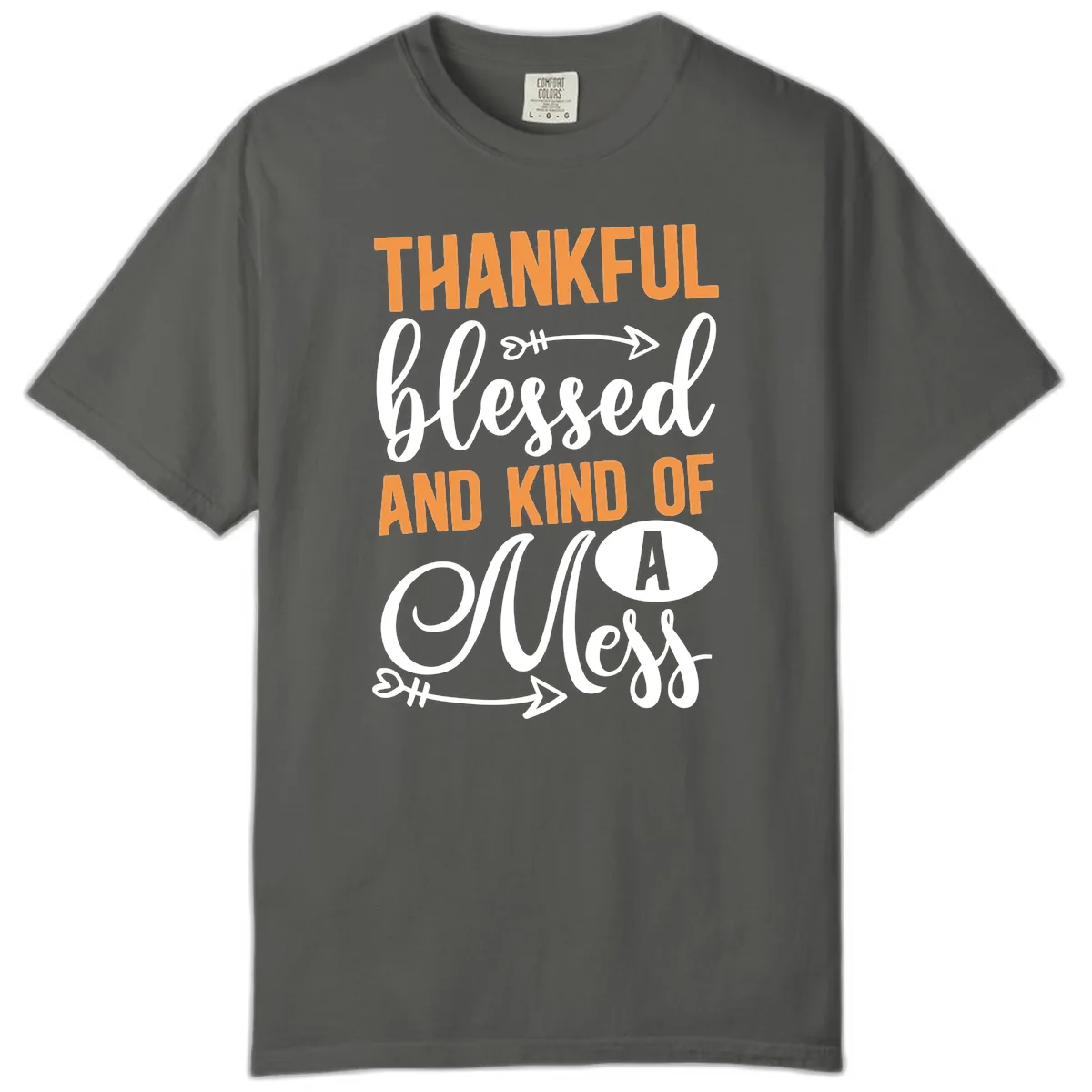 Thankful Blessed And Kind Of A Mess Comfort Color in Pepper