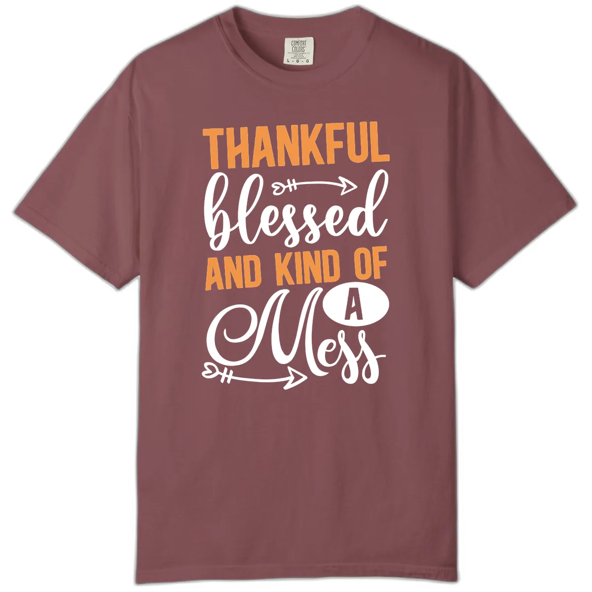 Thankful Blessed And Kind Of A Mess Comfort Color in Brick