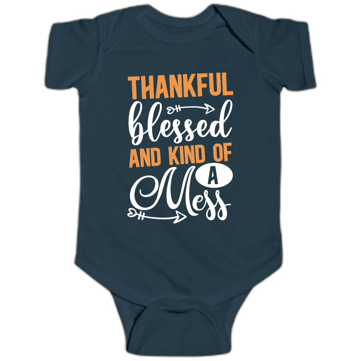 Thankful Blessed And Kind Of A Mess Baby Onesie in Navy