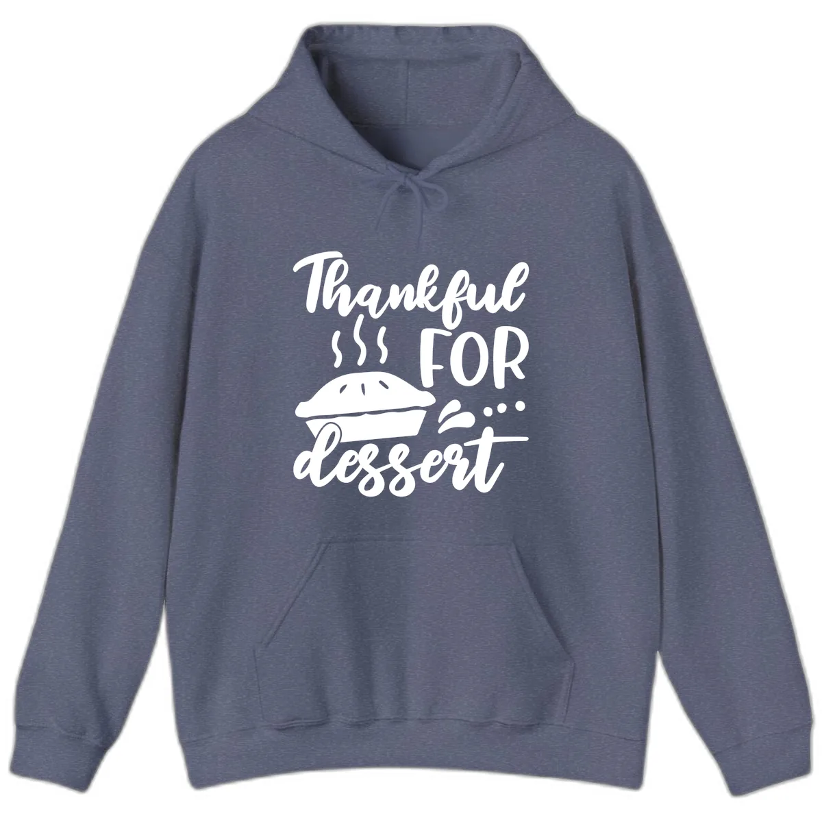 Thankful For Dessert Pie Design Hoodie in Heather Navy