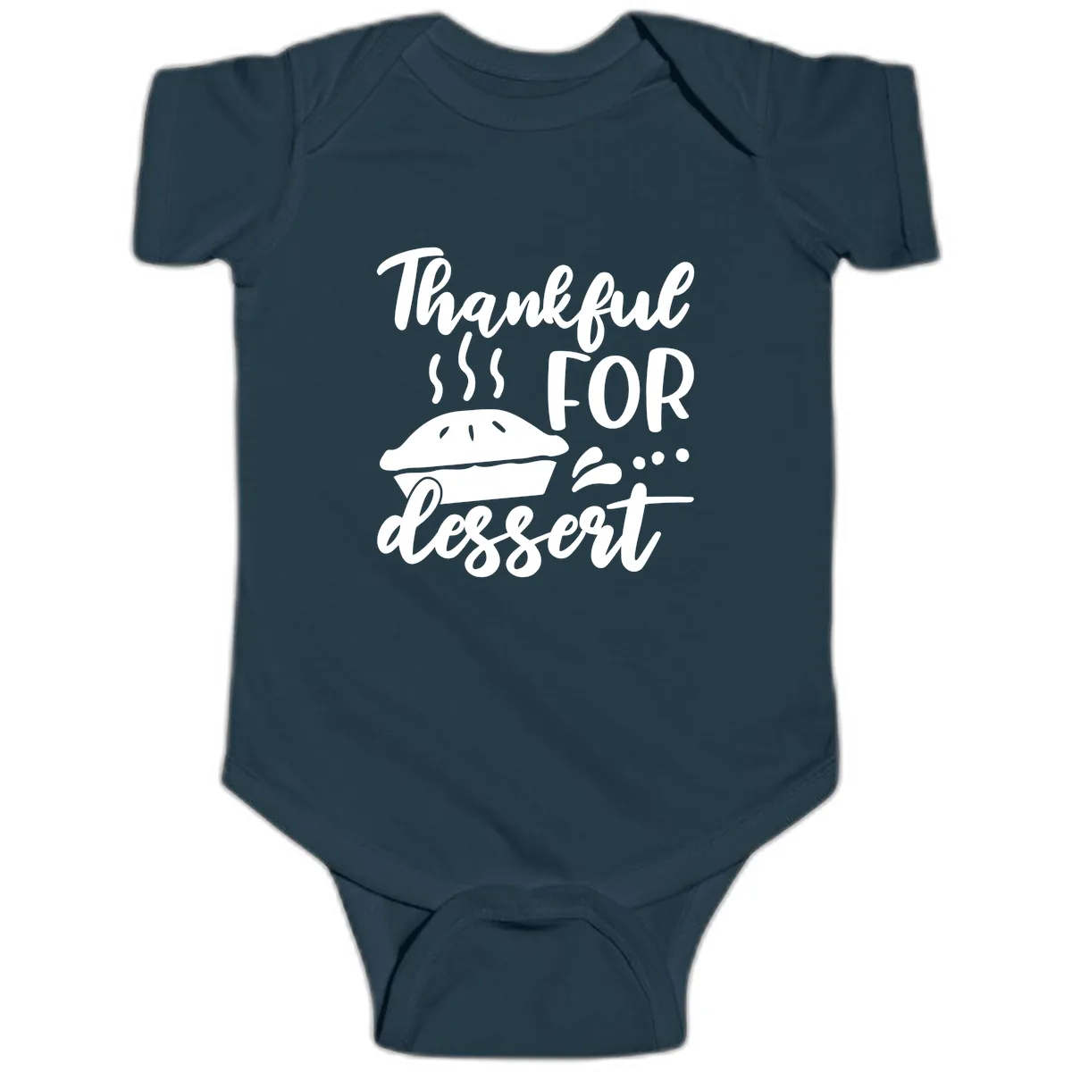 Thankful For Dessert Pie Design Baby Onesie in Navy