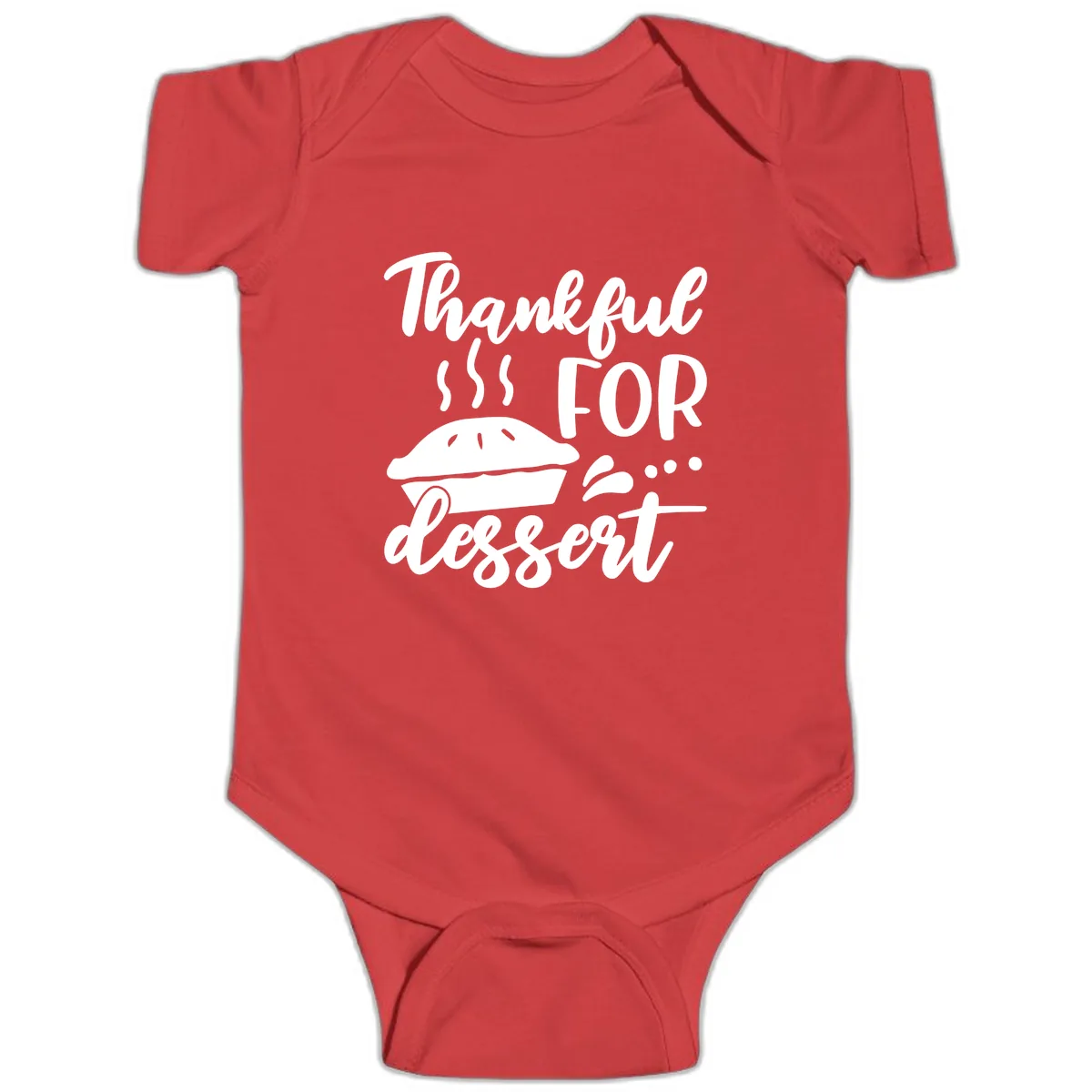 Thankful For Dessert Pie Design Baby Onesie in Red