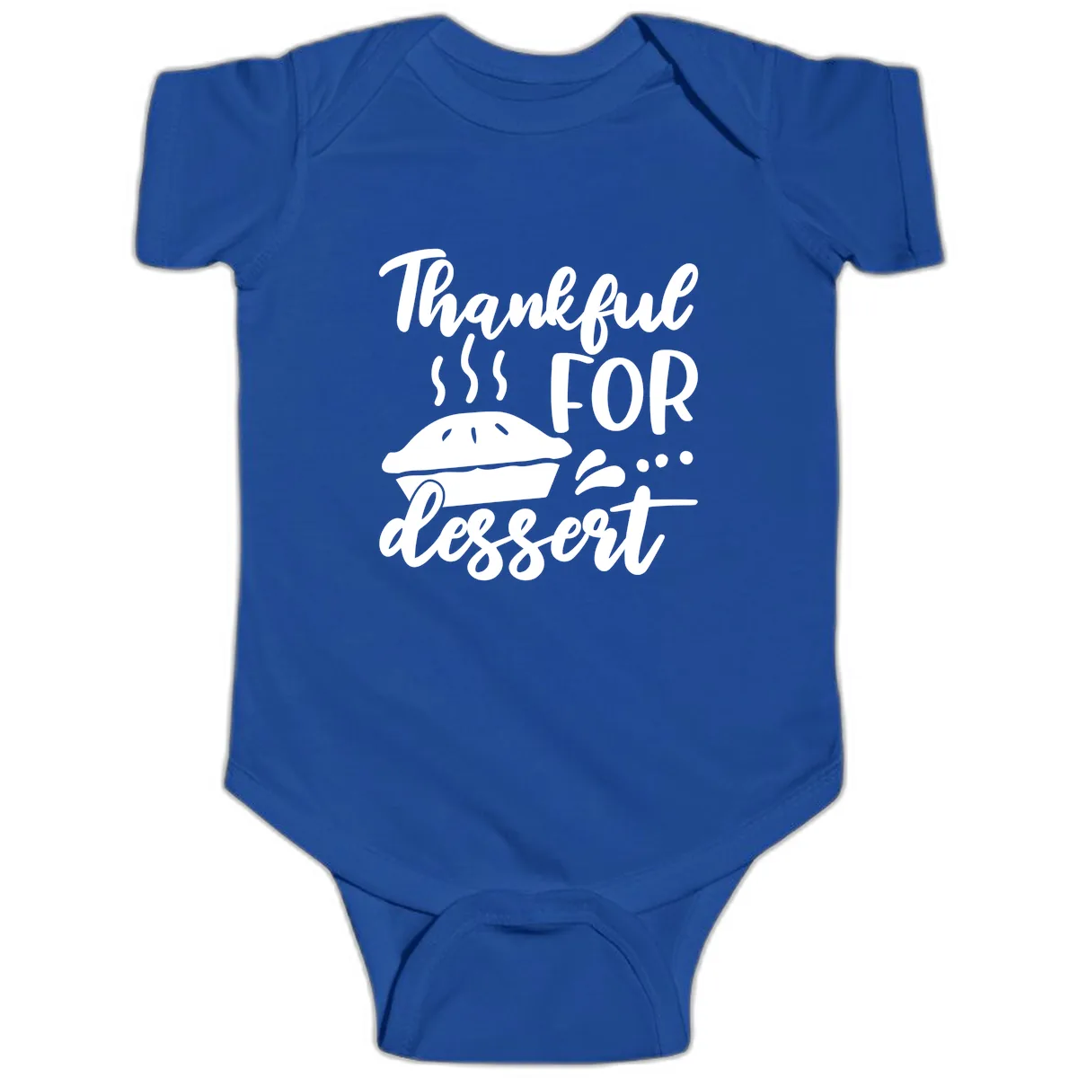 Thankful For Dessert Pie Design Baby Onesie in Royal