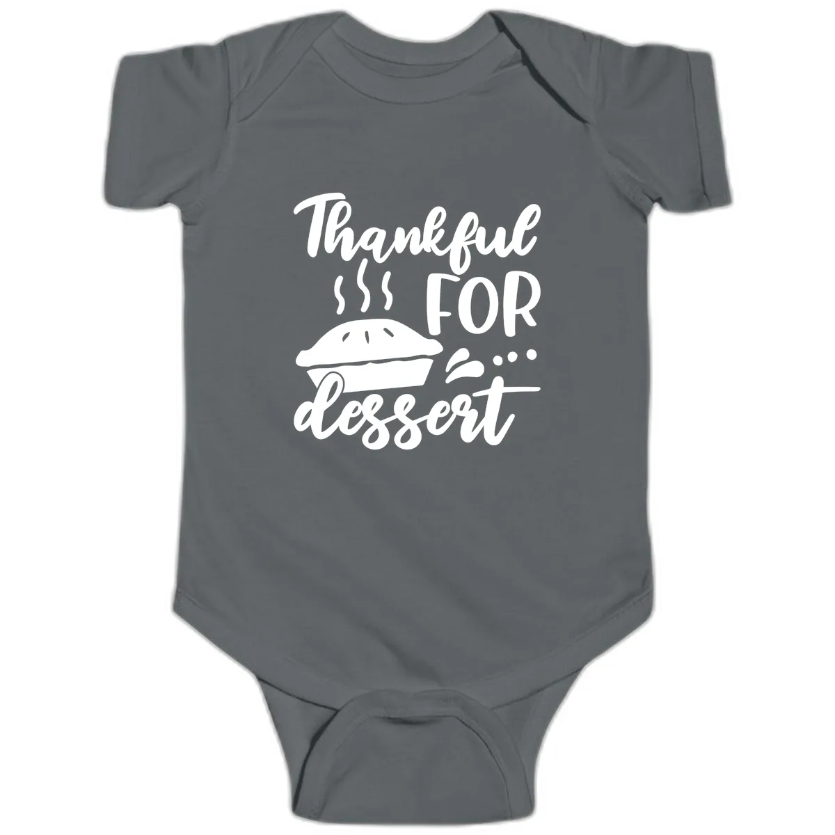 Thankful For Dessert Pie Design Baby Onesie in Charcoal