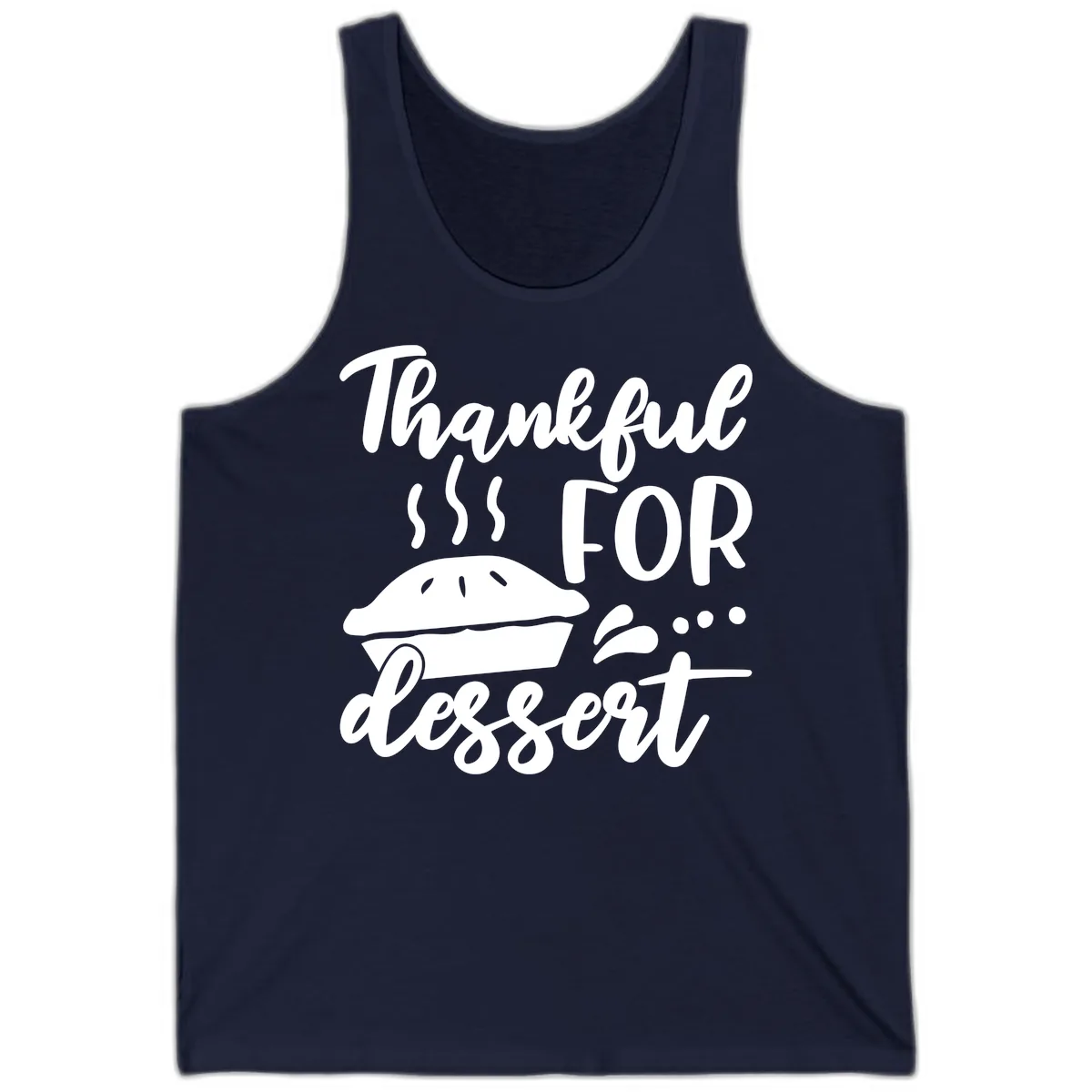 Thankful For Dessert Pie Design Tank in Navy
