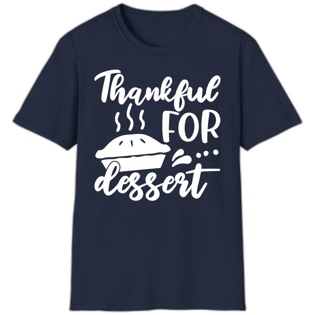 Thankful For Dessert Pie Design T-Shirt in Navy