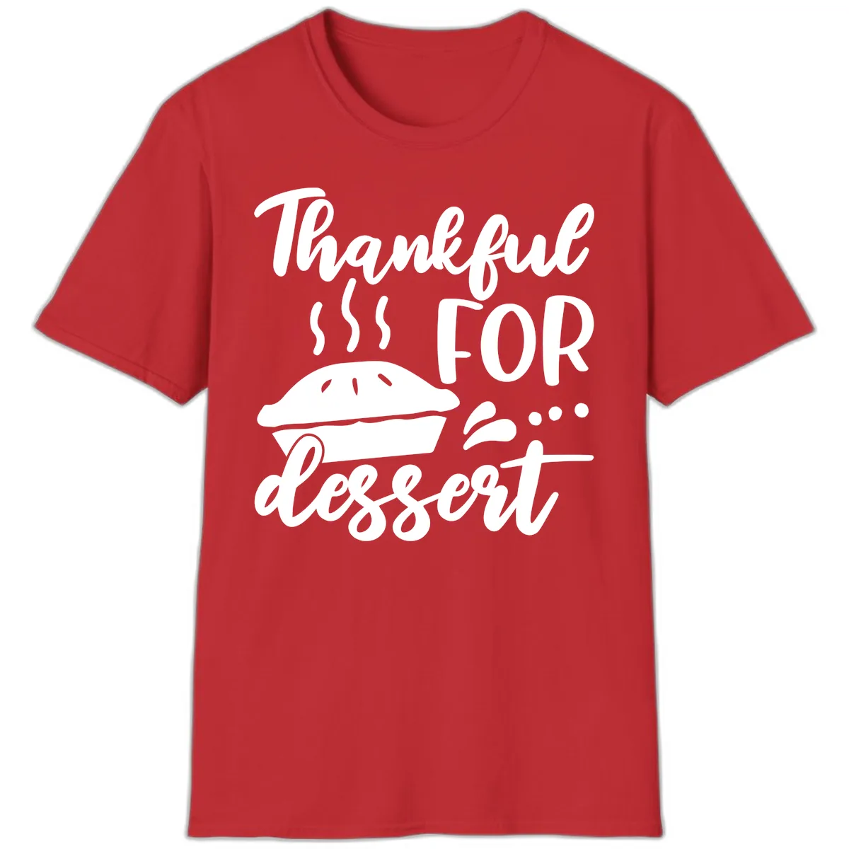 Thankful For Dessert Pie Design T-Shirt in Red