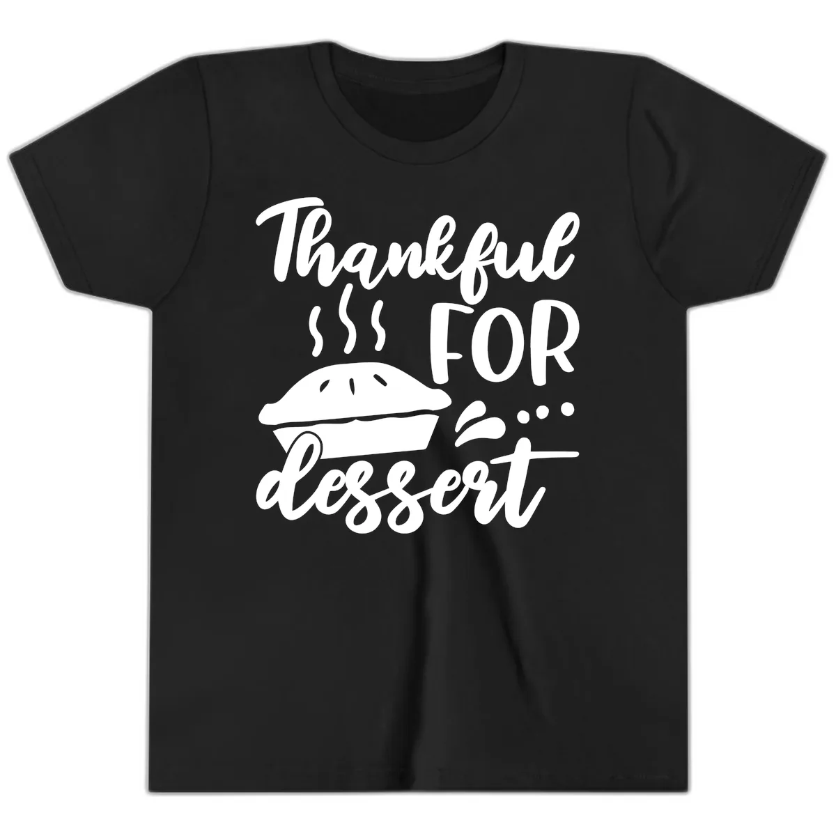 Thankful For Dessert Pie Design Youth T-Shirt in Black