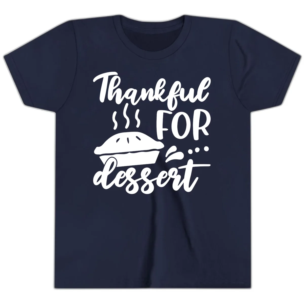 Thankful For Dessert Pie Design Youth T-Shirt in Navy