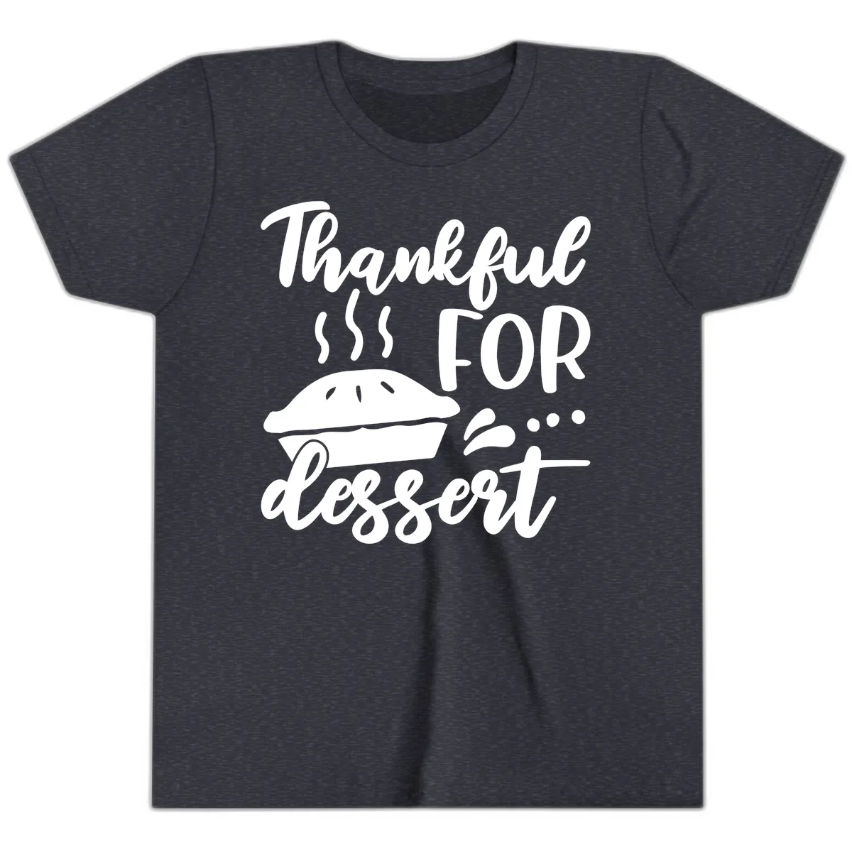 Thankful For Dessert Pie Design Youth T-Shirt in Heather Navy