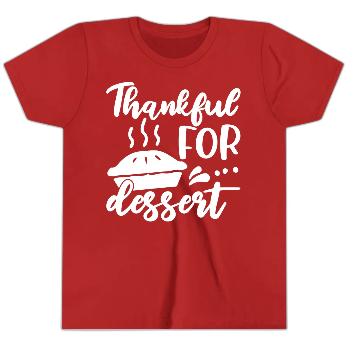 Thankful For Dessert Pie Design Youth T-Shirt in Red