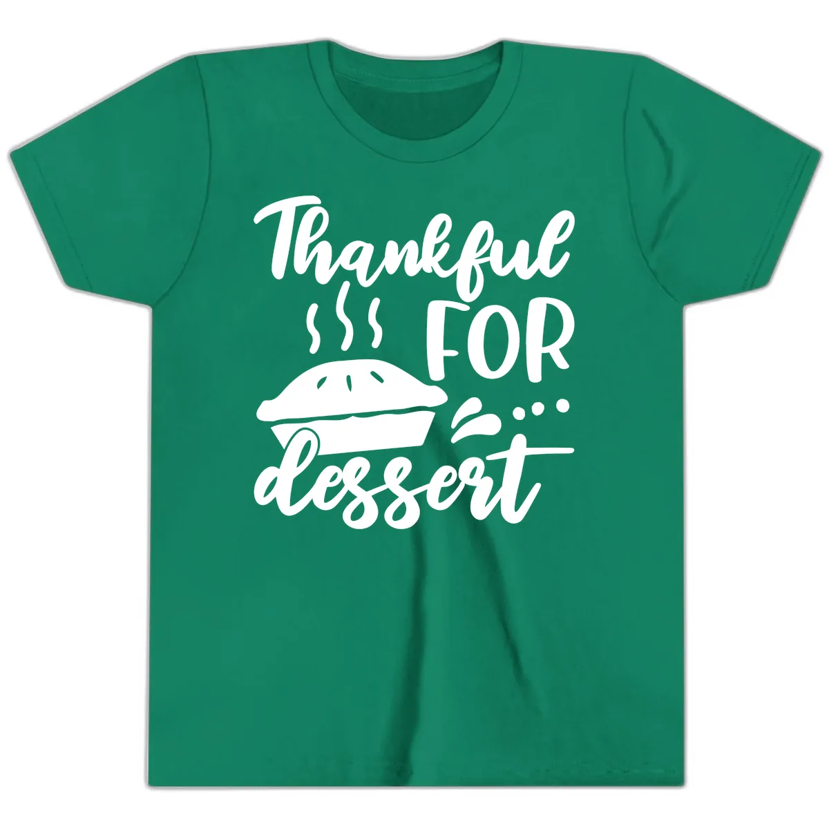 Thankful For Dessert Pie Design Youth T-Shirt in Kelly