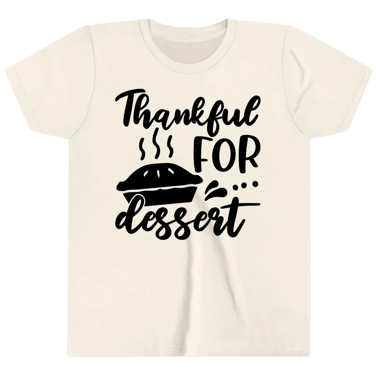 Thankful For Dessert Pie Design Youth T-Shirt in Natural