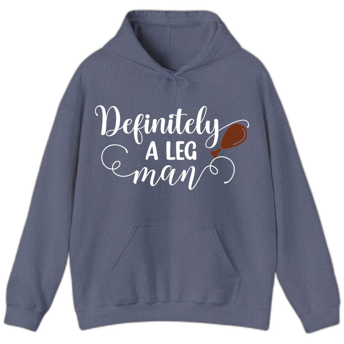 Definitely A Leg Man Turkey Design Hoodie in Heather Navy