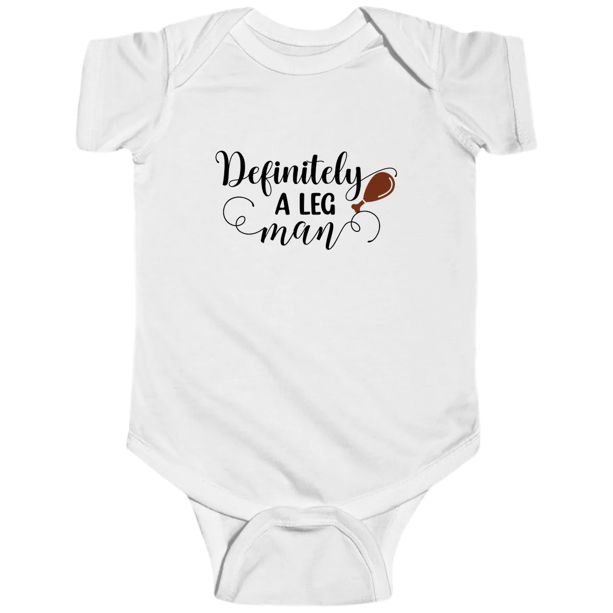 Definitely A Leg Man Turkey Design Baby Onesie in White