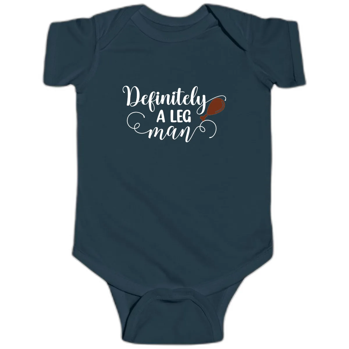 Definitely A Leg Man Turkey Design Baby Onesie in Navy