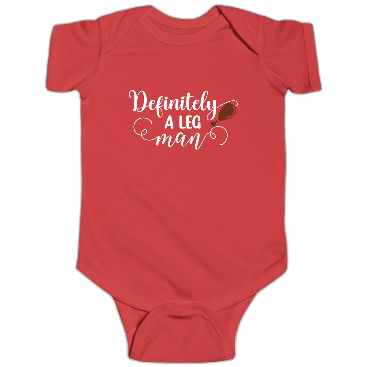 Definitely A Leg Man Turkey Design Baby Onesie in Red
