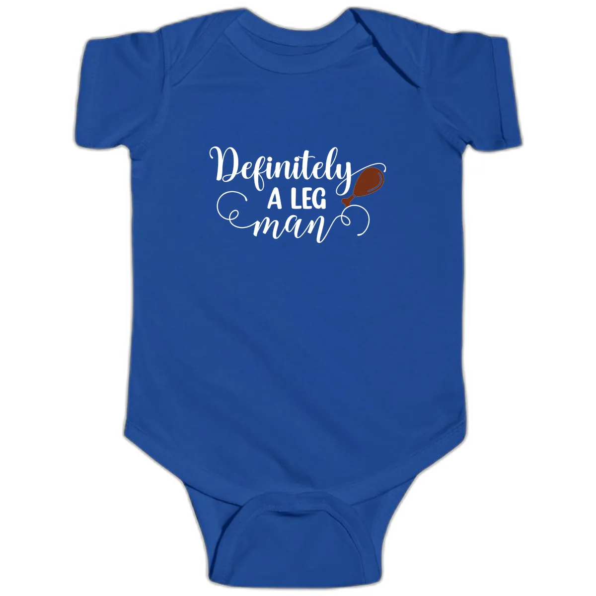 Definitely A Leg Man Turkey Design Baby Onesie in Royal