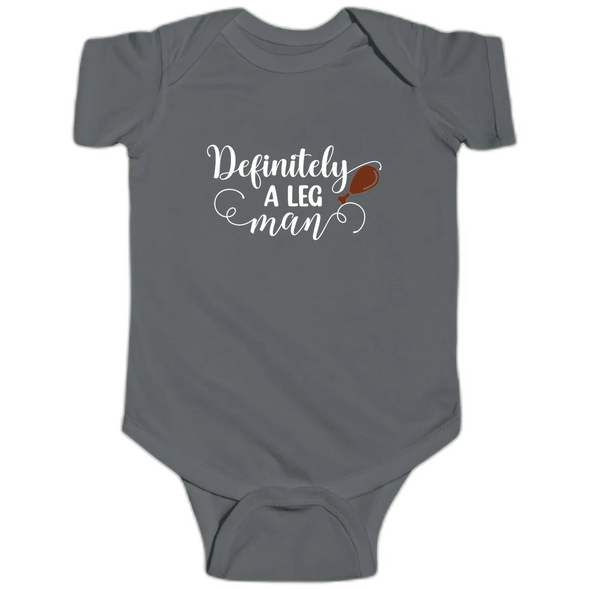 Definitely A Leg Man Turkey Design Baby Onesie in Charcoal