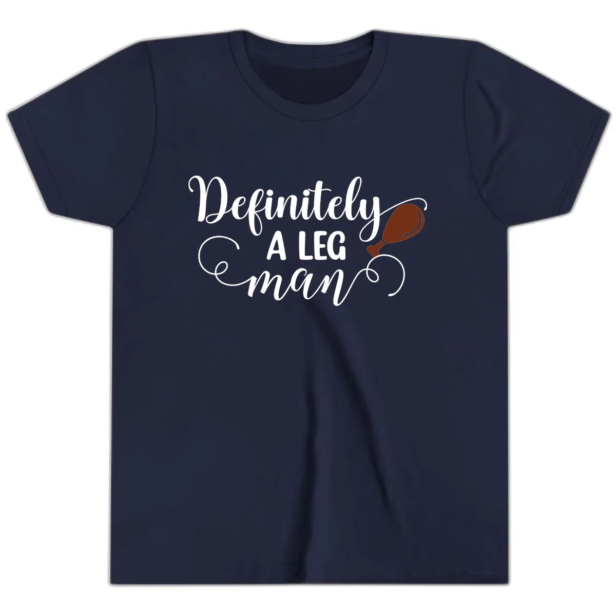 Definitely A Leg Man Turkey Design Youth T-Shirt in Navy