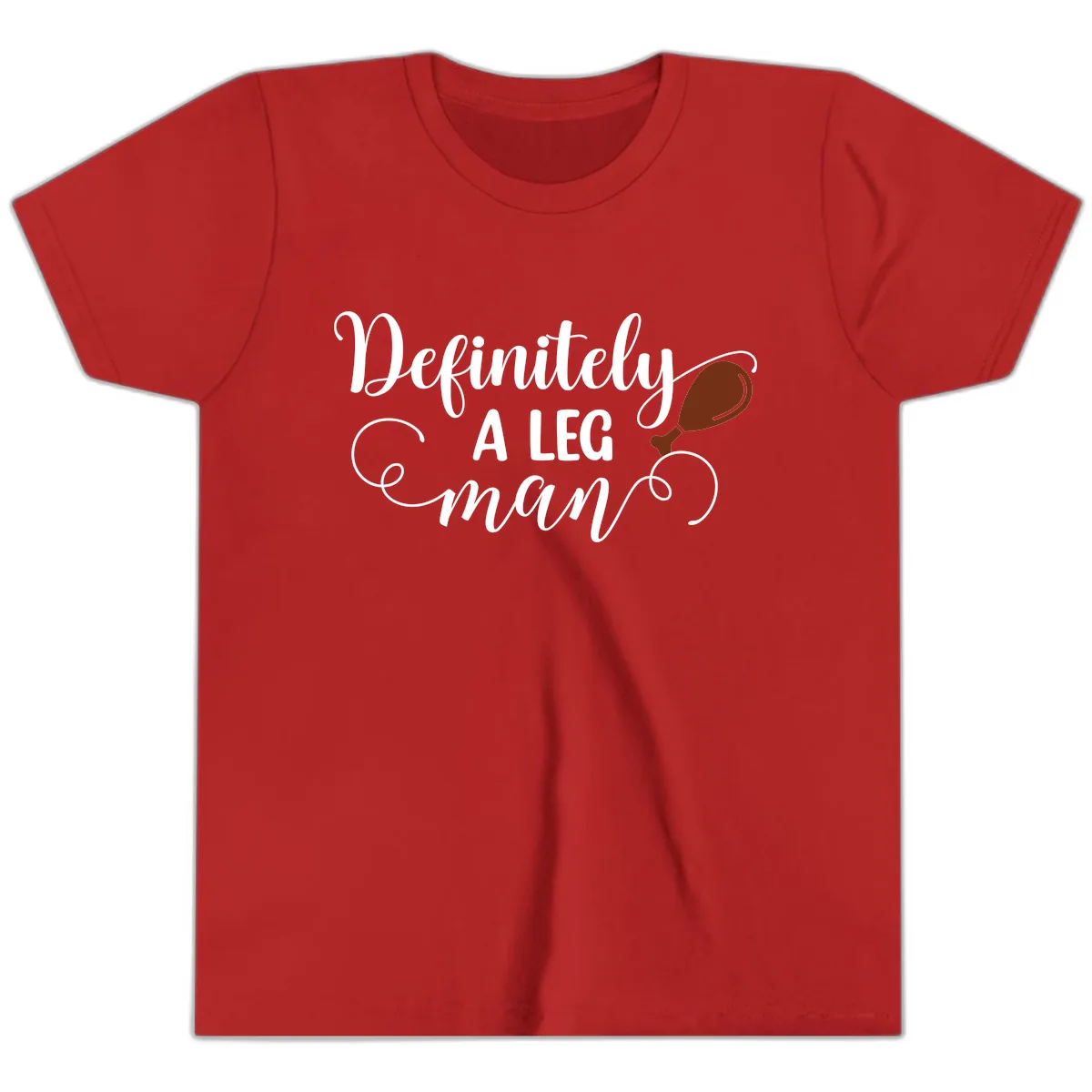 Definitely A Leg Man Turkey Design Youth T-Shirt in Red