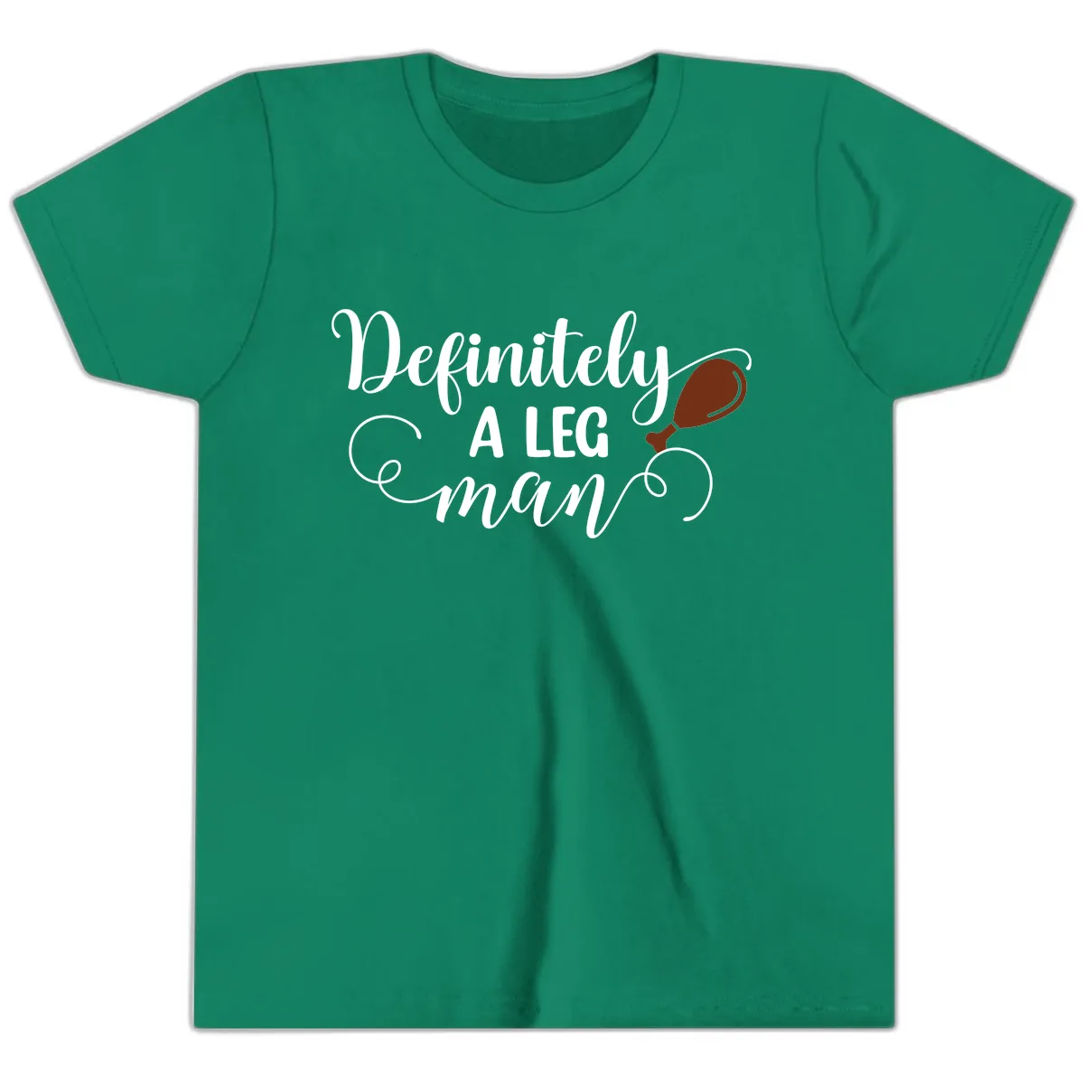Definitely A Leg Man Turkey Design Youth T-Shirt in Kelly