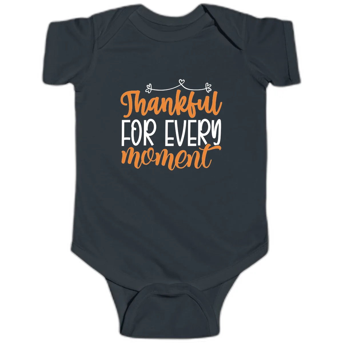 Thankful For Every Moment Typography Baby Onesie in Black