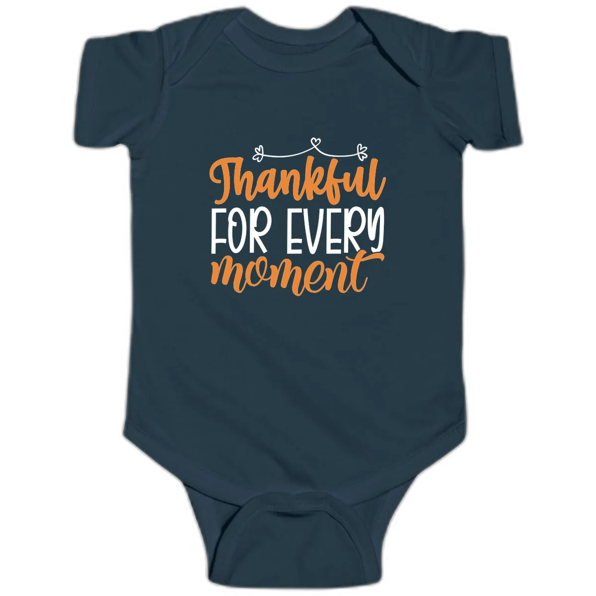 Thankful For Every Moment Typography Baby Onesie in Navy