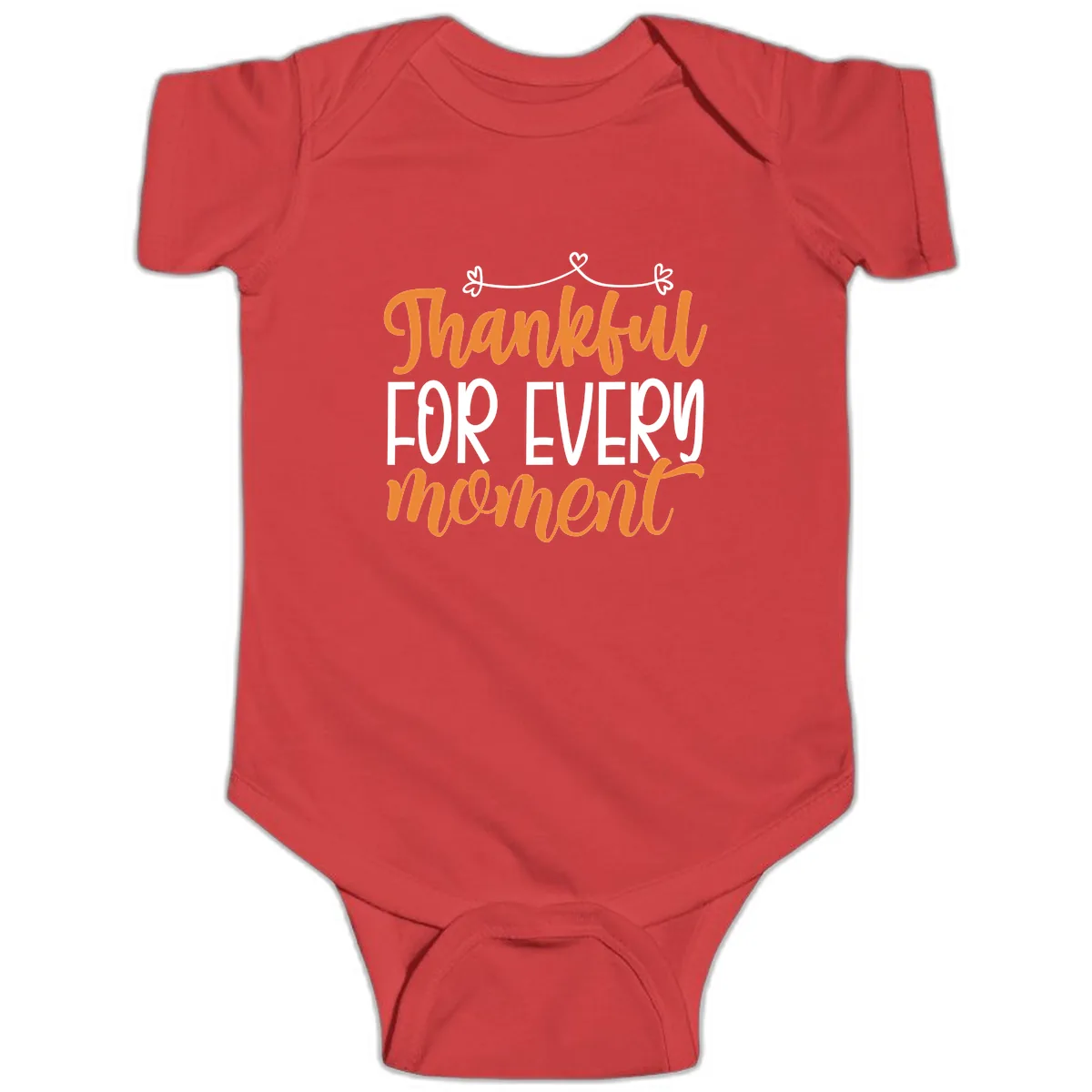 Thankful For Every Moment Typography Baby Onesie in Red