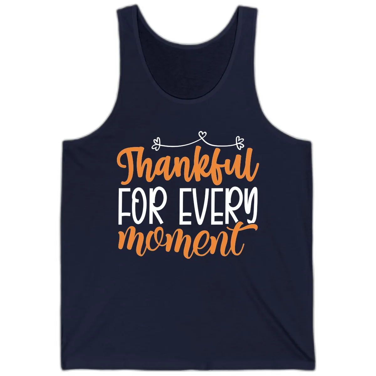 Thankful For Every Moment Typography Tank in Navy