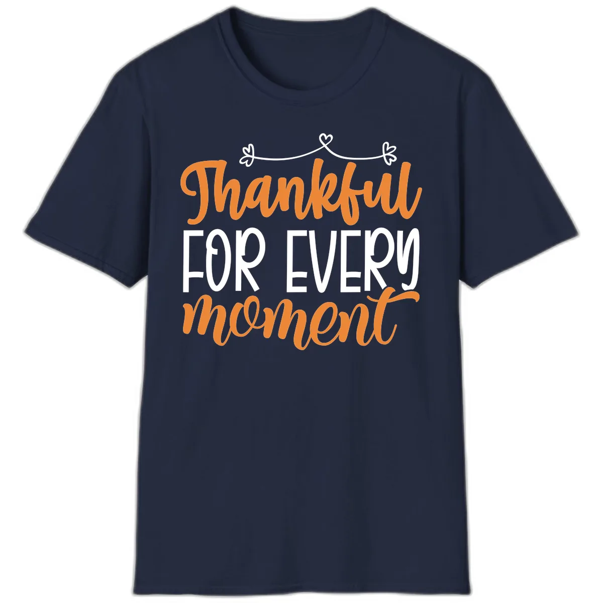 Thankful For Every Moment Typography T-Shirt in Navy