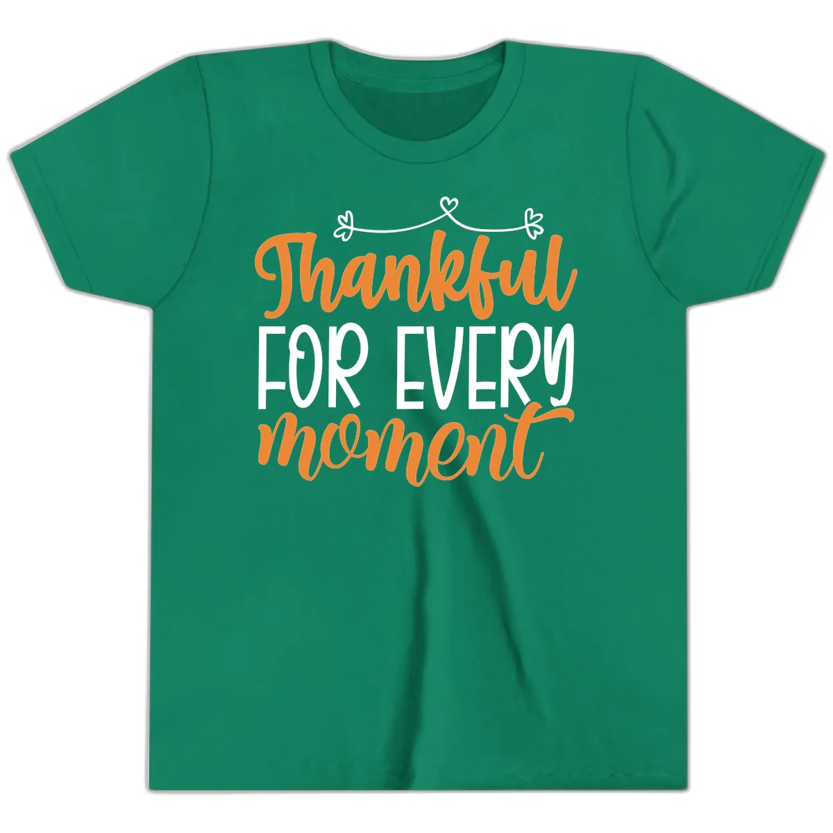 Thankful For Every Moment Typography Youth T-Shirt in Kelly