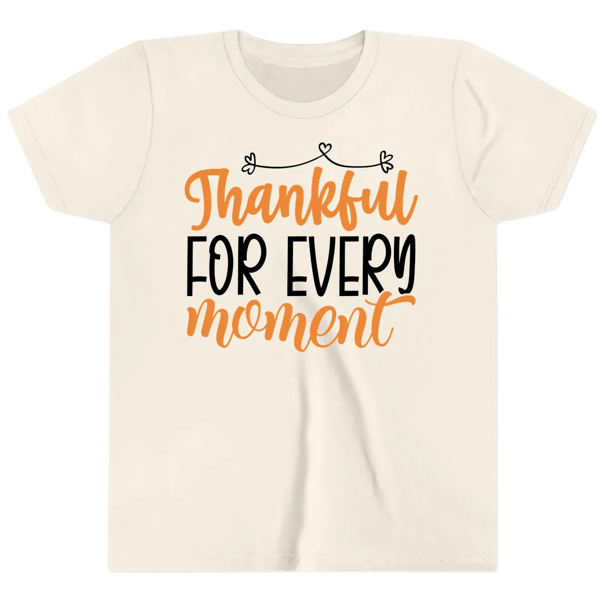 Thankful For Every Moment Typography Youth T-Shirt in Natural