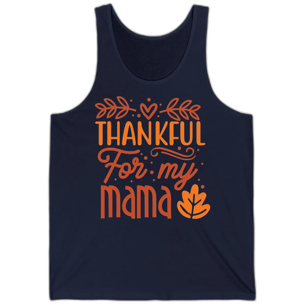 Thankful For My Mama Typography Design Tank in Navy