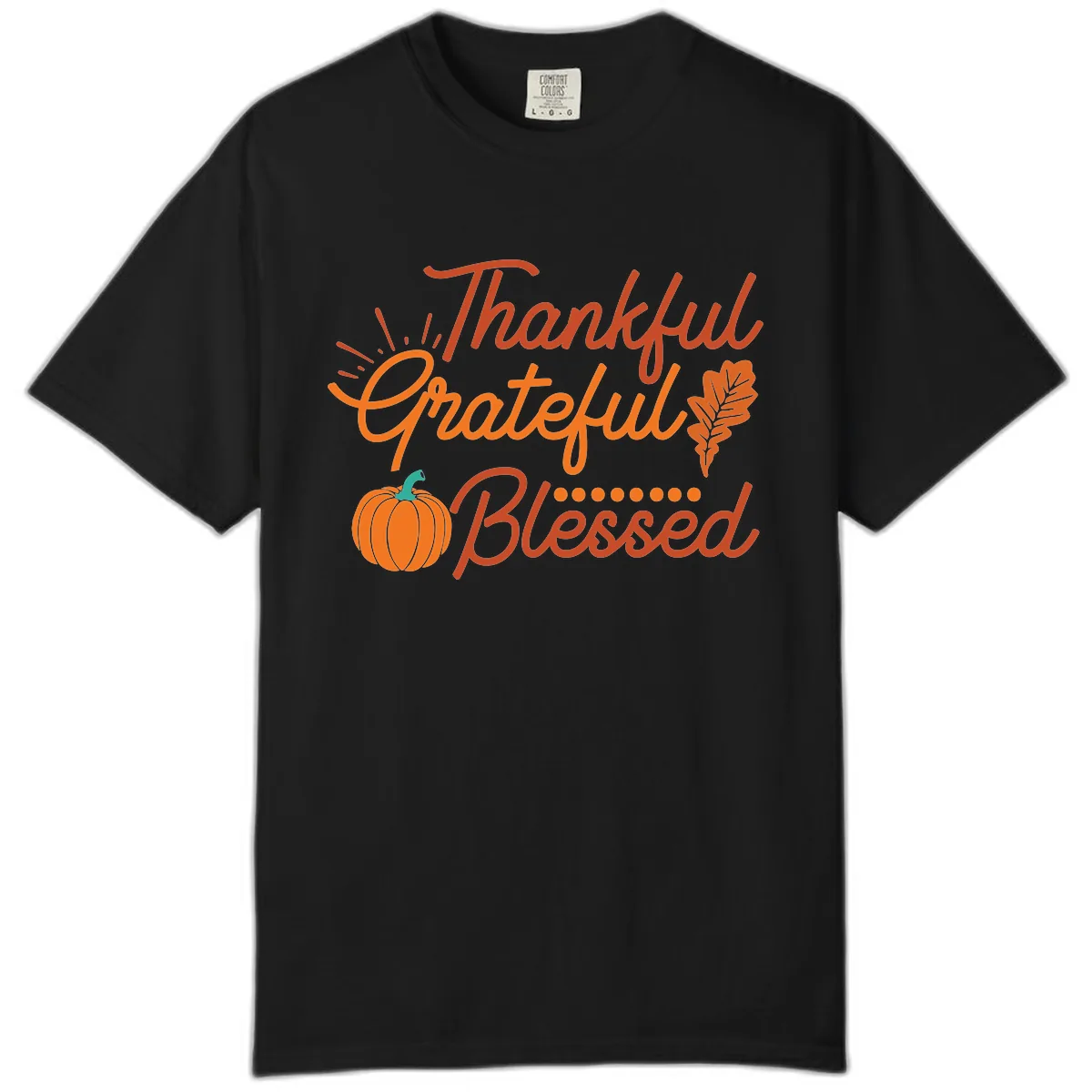 Thankful Grateful Blessed Thanksgiving Design Comfort Color in Black