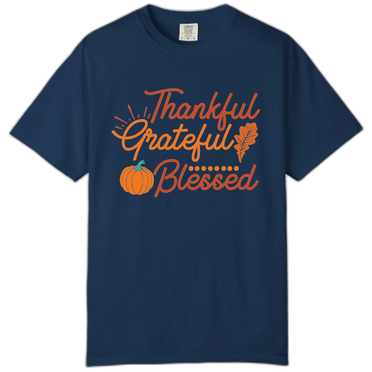 Thankful Grateful Blessed Thanksgiving Design Comfort Color in Navy