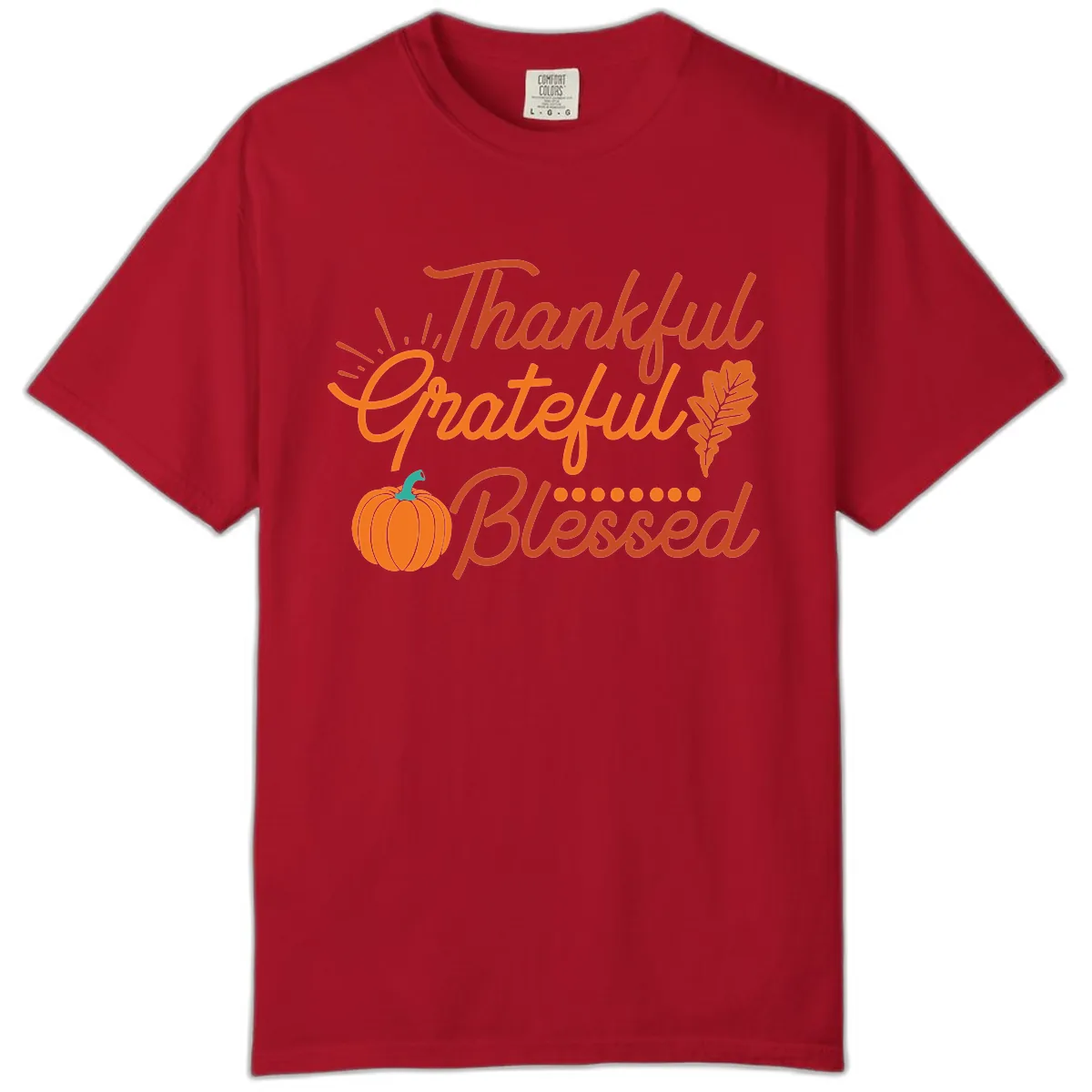 Thankful Grateful Blessed Thanksgiving Design Comfort Color in Red