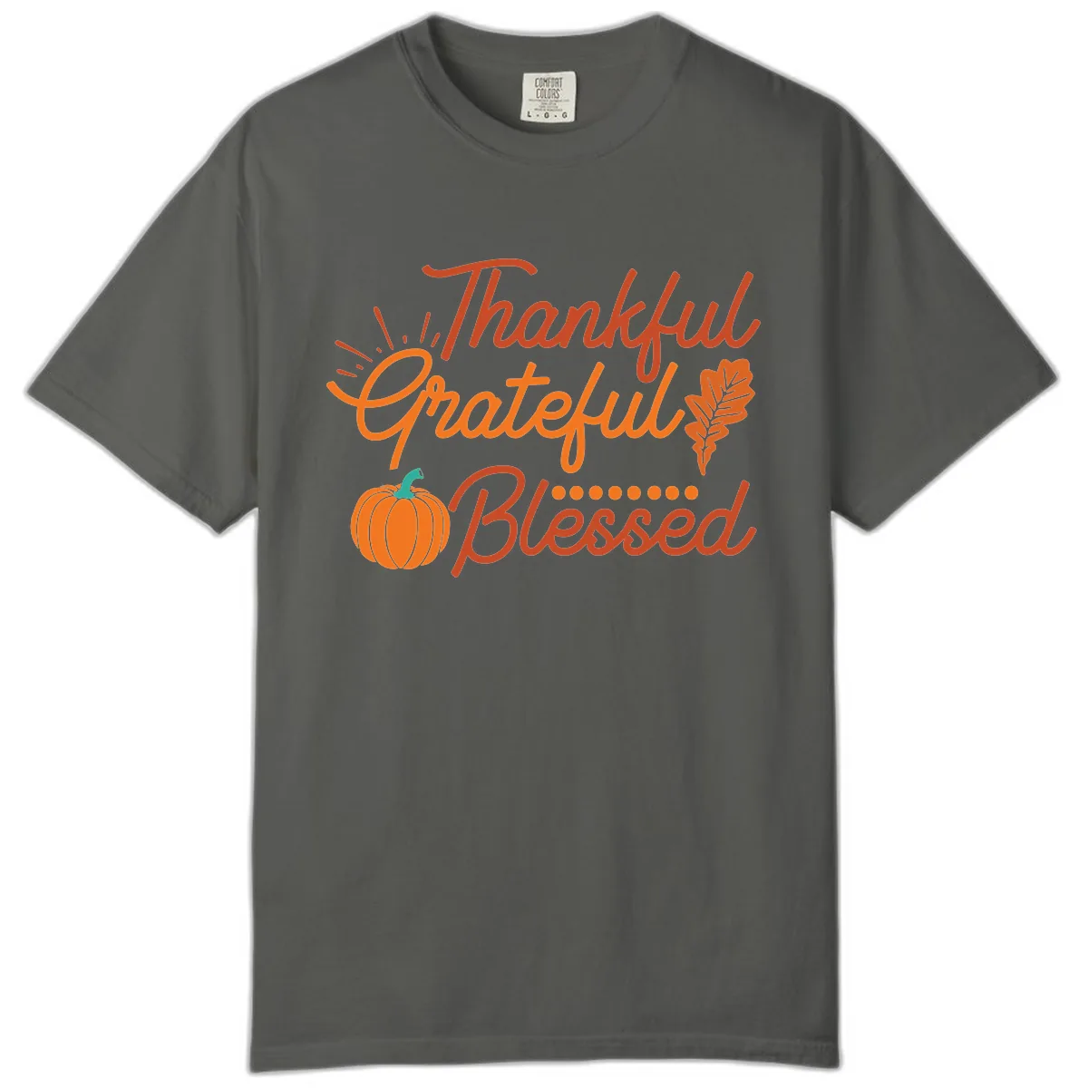 Thankful Grateful Blessed Thanksgiving Design Comfort Color in Pepper